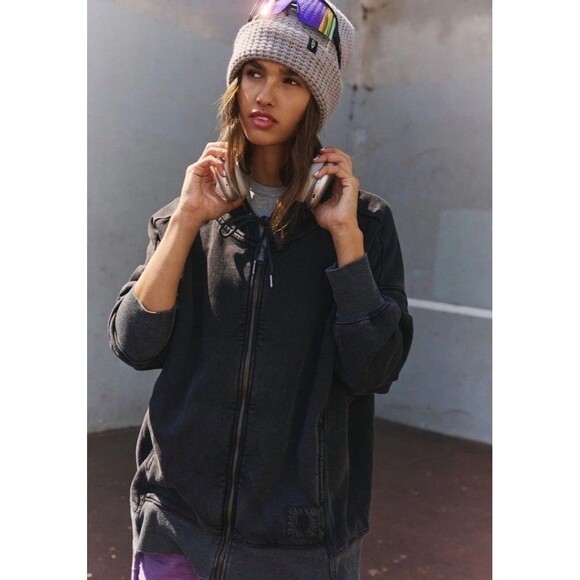 Free People FP Movement Sprint To The Finish Zip-Up Hoodie Jacket Top M 281920 - Picture 2 of 8